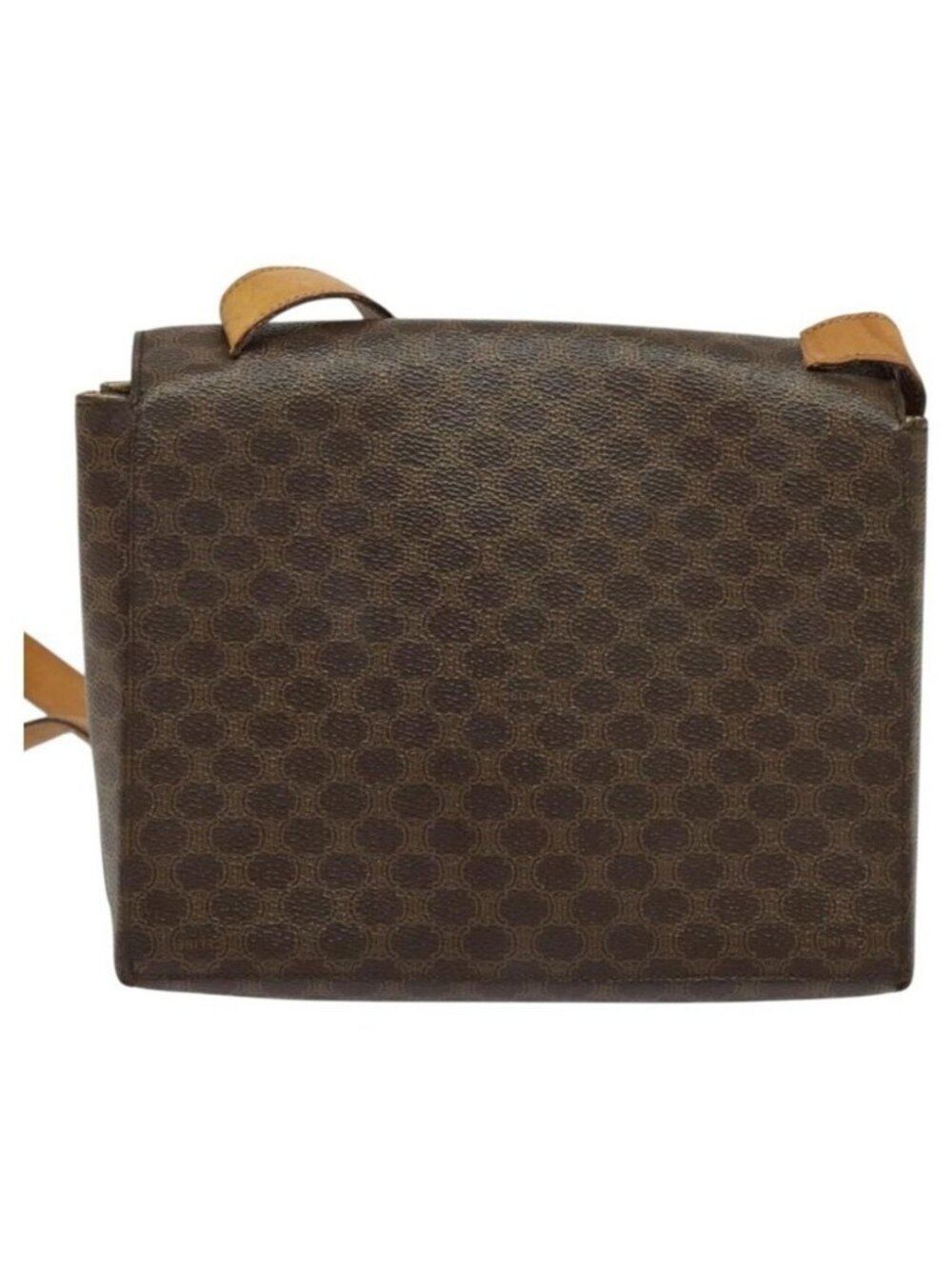 Authentic CELINE Macadam Canvas Circle Shoulder Bag PVC Leather Brown Gold - Picture 16 of 16